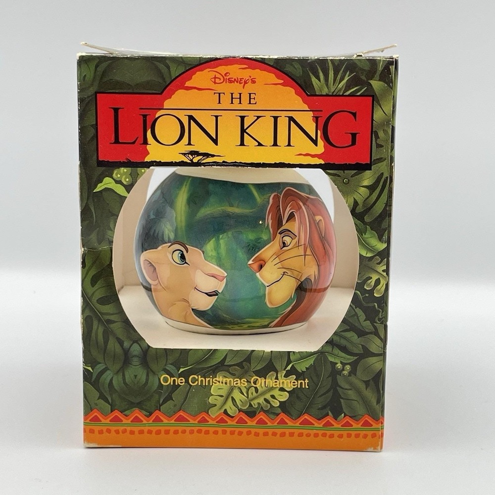 Vintage 1990's Disney's The Lion King Christmas Ornament Satin Ball In Box